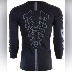TRUE RELIGION Black MOTO PUFF Horseshoe Long Sleeve Designer Graphic T-shirt - S